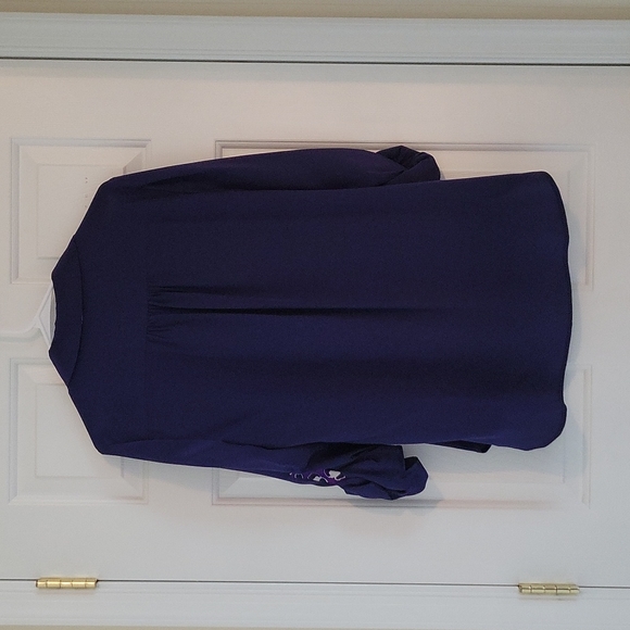 Dian Von Furstenberg Silk Blouse Blue with Purple accent Size 10 - Picture 2 of 5